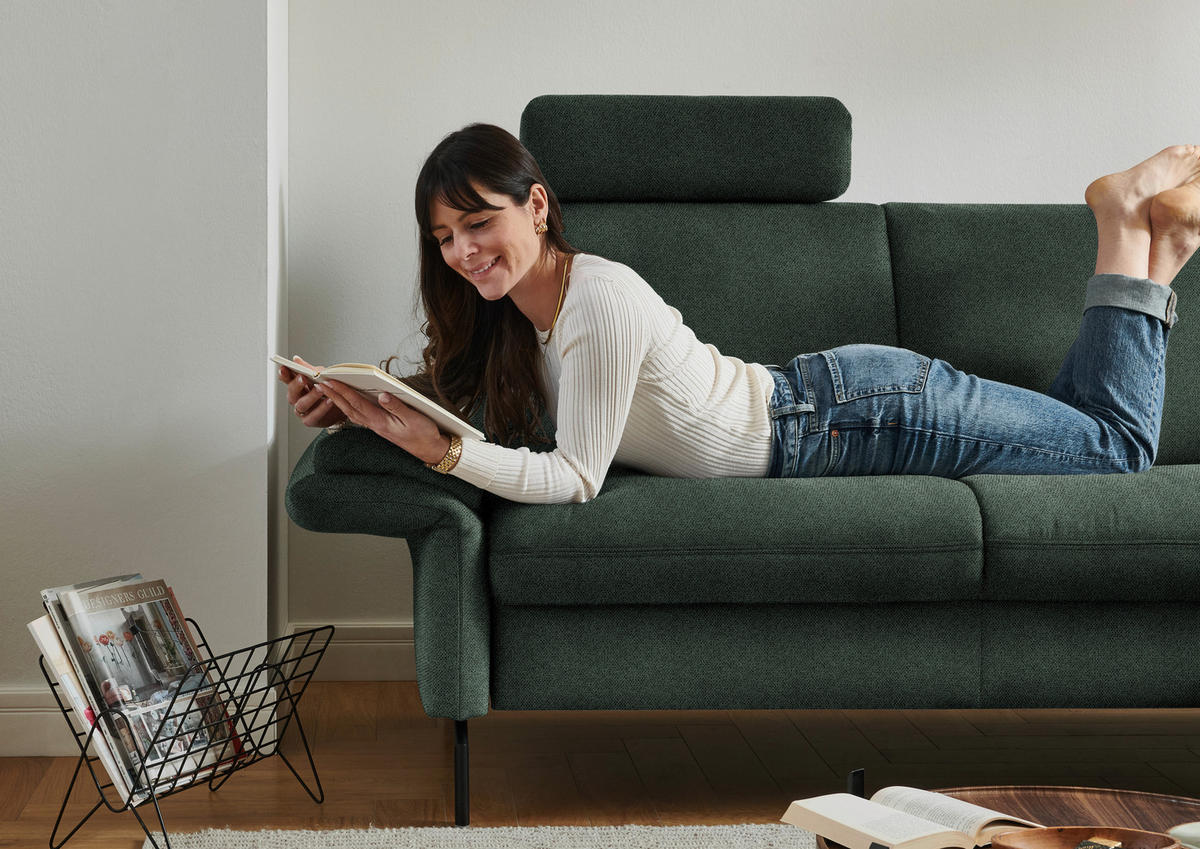 ECKSOFA in Flachgewebe Dunkelgrün  241/190 cm  - Dunkelgrün/Schwarz, KONVENTIONELL, Textil/Metall (241/190cm) - Beldomo Comfort