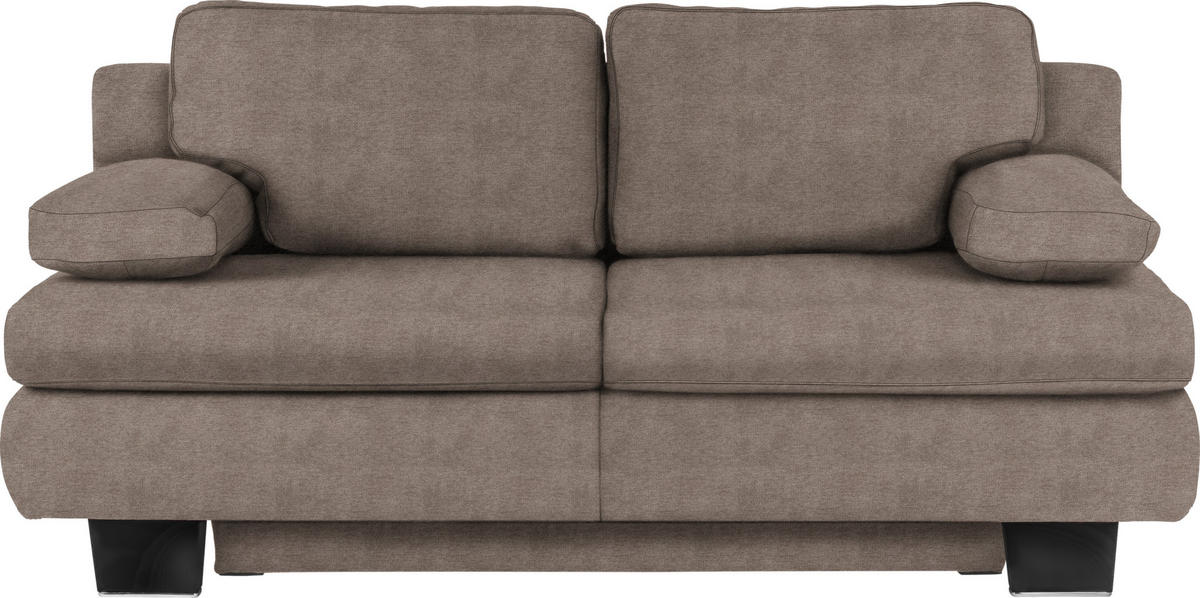 SCHLAFSOFA Macy  mit Fußauswahl, Stoffauswahl, Schlafen auf Sitzhöhe, Rücken echt Flachgewebe Taupe  - Taupe/Wengefarben, KONVENTIONELL, Holz/Textil (203/94/100cm) - Novel