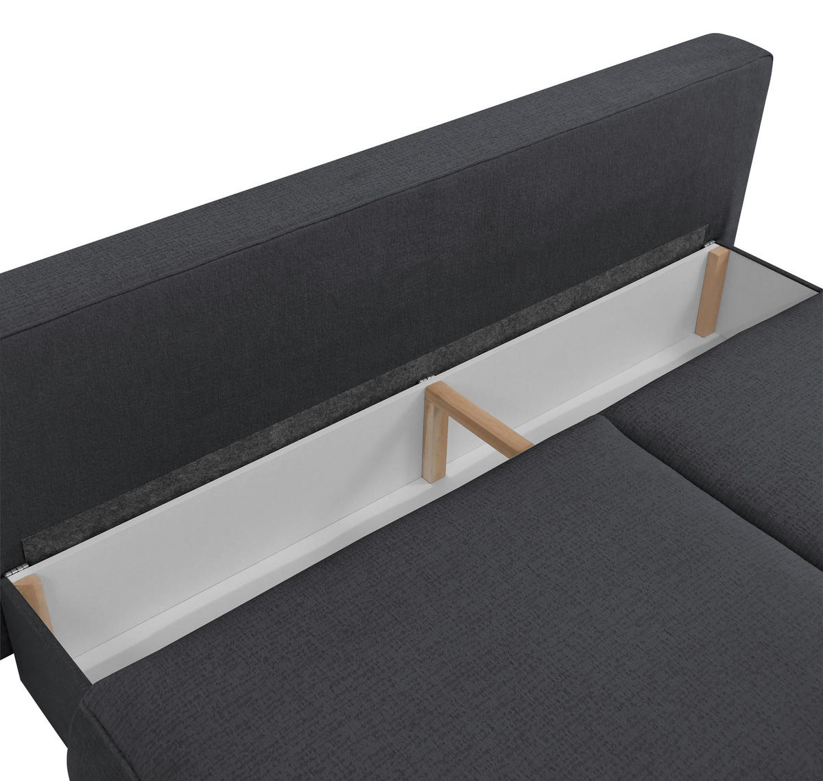 SCHLAFSOFA Jacquard Schwarz  inkl. Rückenkissen, Bettkasten, Schlaffunktion, Rücken echt, Liegefläche im Originalstoff  - Schwarz, KONVENTIONELL, Kunststoff/Textil (210/92/100cm) - Milino
