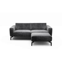 2,5-Sitzer inkl. Hocker Samt Anthrazit  - Anthrazit/Schwarz, Design, Textil/Metall (220/86/86-94cm) - SENSOO