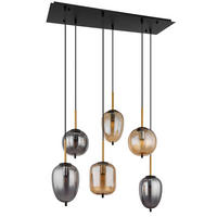 HÄNGELEUCHTE 80/34/120 cm    - Messingfarben/Schwarz, Design, Glas/Metall (80/34/120cm) - Globo