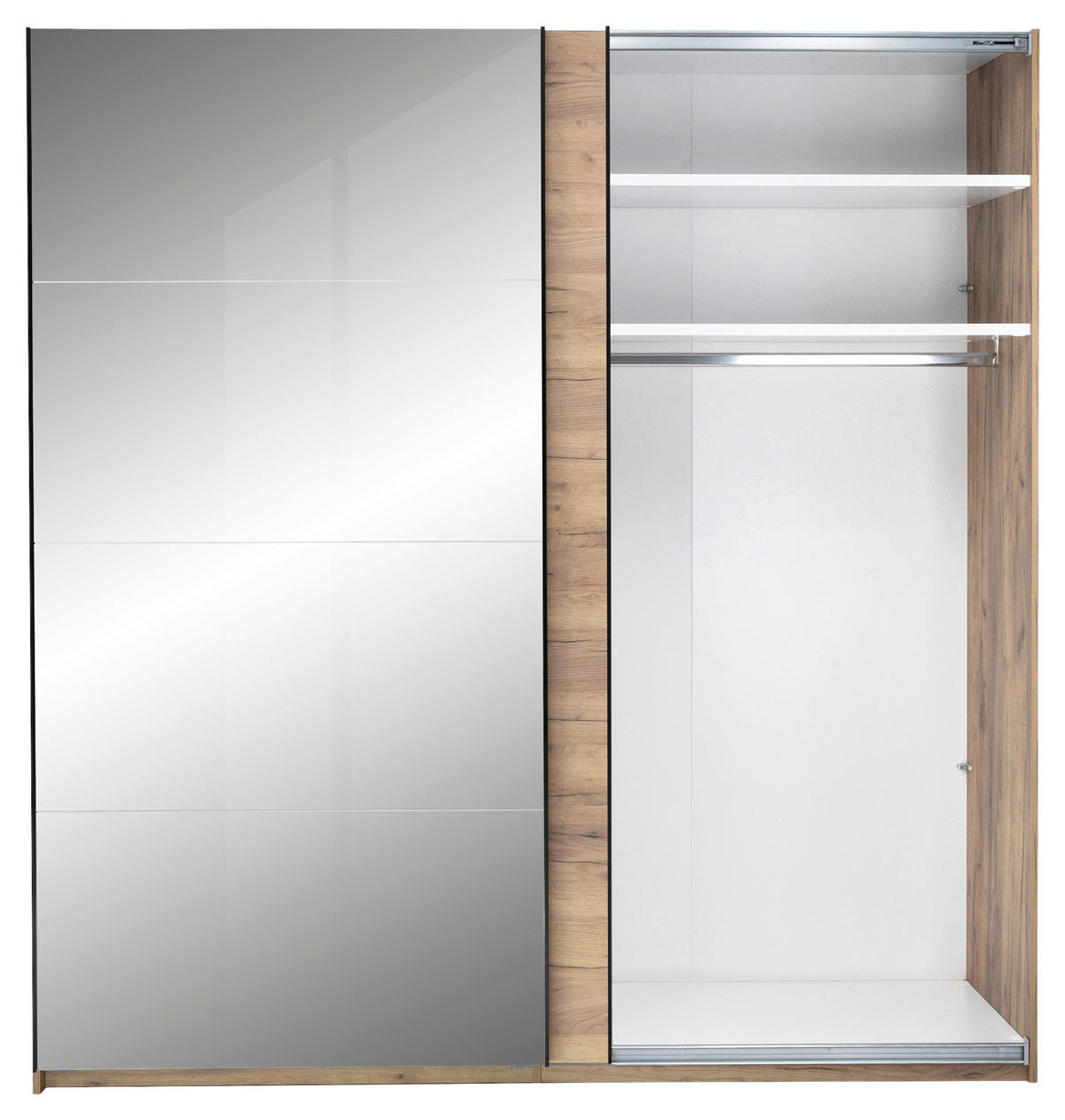SCHIEBETÜRENSCHRANK 200/210/62 cm 2-türig  - Eichefarben/Schwarz, MODERN, Holzwerkstoff/Metall (200/210/62cm) - MID.YOU
