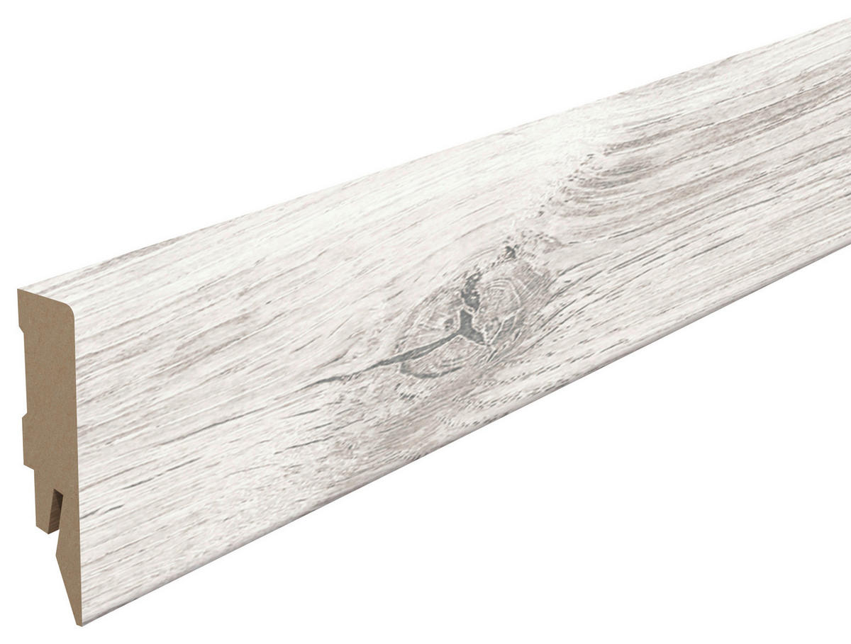 SOCKELLEISTE, Eiche weiß Weiß  - Weiß, KONVENTIONELL, Holzwerkstoff (240/1.4/5.8cm) - Egger Holzwerkstoffe