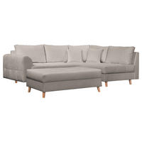 ECKSOFA inkl. Hocker Ariella in Bouclé Grau Rückenkissen, Hocker  231/161 cm  - Naturfarben/Grau, Design, Holz/Textil (231/161cm) - P & B