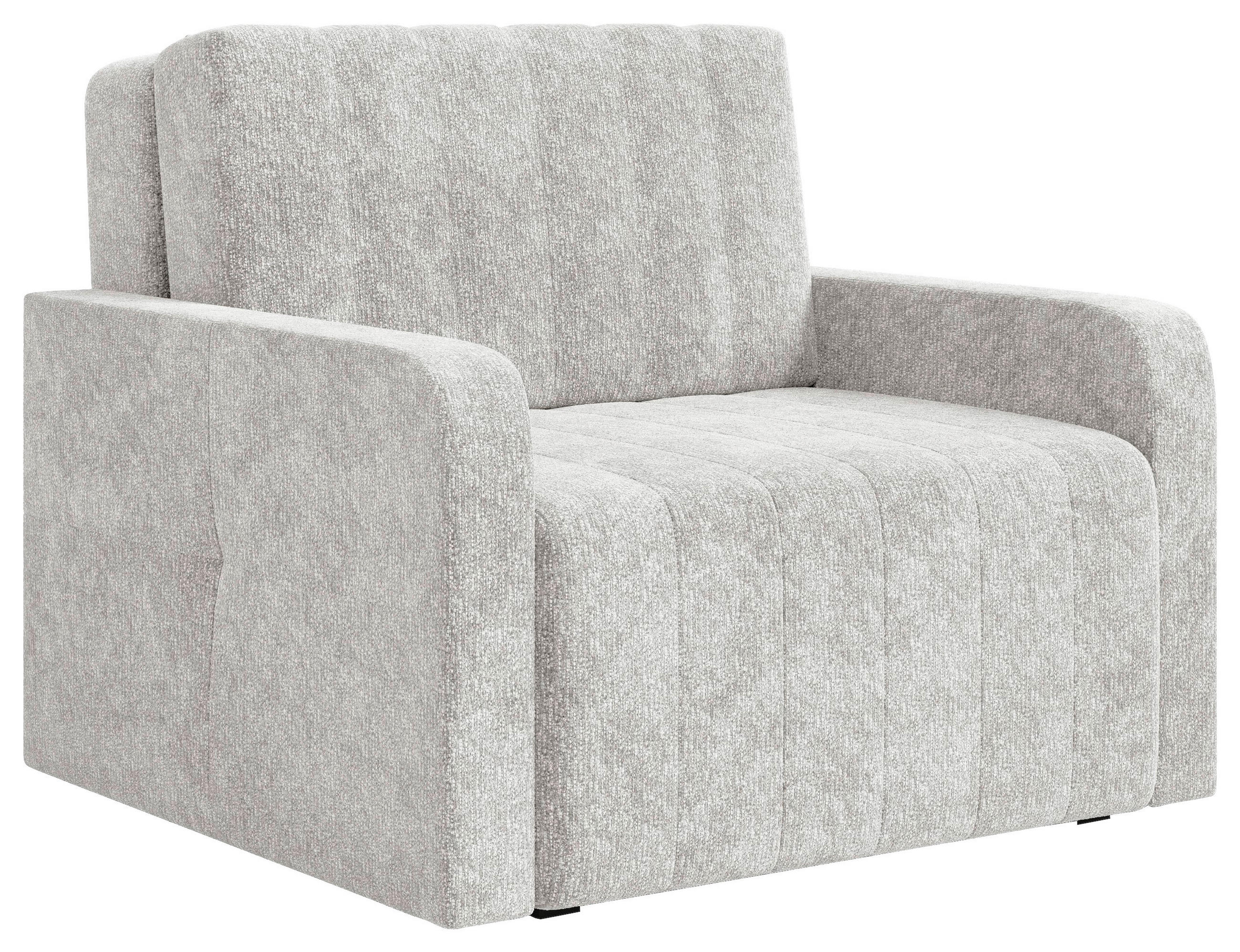SCHLAFSESSEL Chenille Elfenbein Liegefunktion Rücken echt  inkl.  - Elfenbein/Schwarz, MODERN, Kunststoff/Textil (101/87/101cm) - Milino