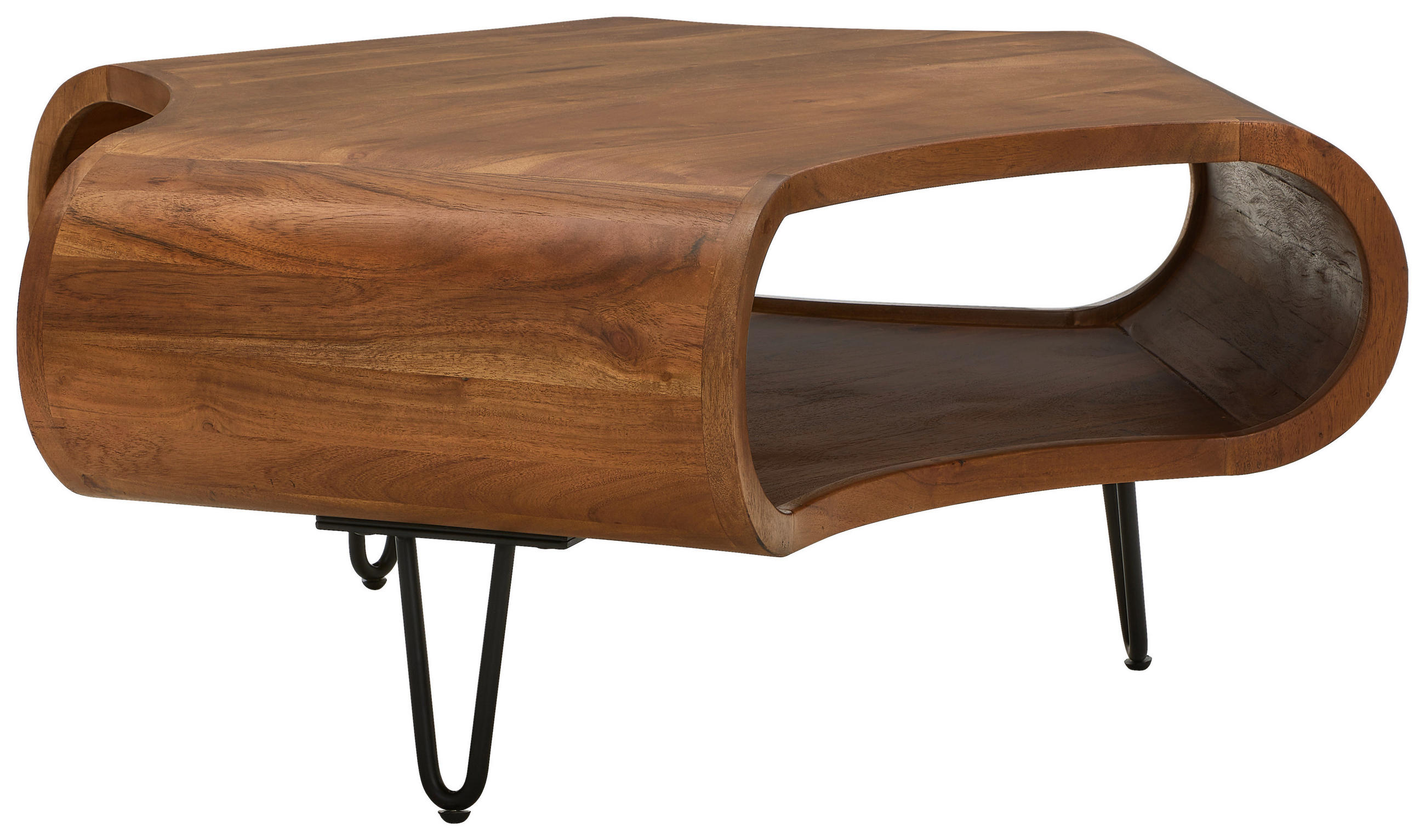 COUCHTISCH Akazie vollmassiv Freiform Schwarz, Akaziefarben  - Schwarz/Akaziefarben, Design, Holz/Metall (95/39/95cm) - Livetastic