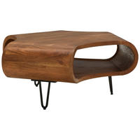 COUCHTISCH Malabo Akazie vollmassiv Freiform Schwarz, Akaziefarben  - Schwarz/Akaziefarben, Design, Holz/Metall (95/39/95cm) - Livetastic