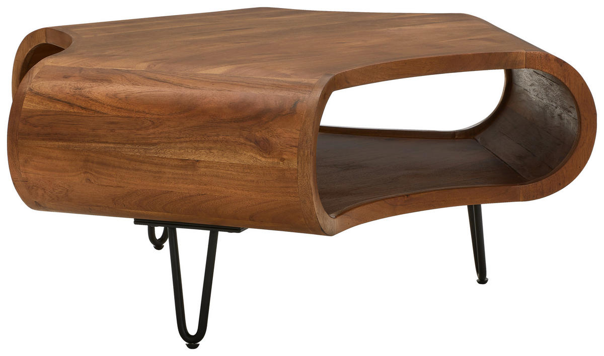 COUCHTISCH Malabo Akazie vollmassiv Freiform Schwarz, Akaziefarben  - Schwarz/Akaziefarben, Design, Holz/Metall (95/39/95cm) - Livetastic