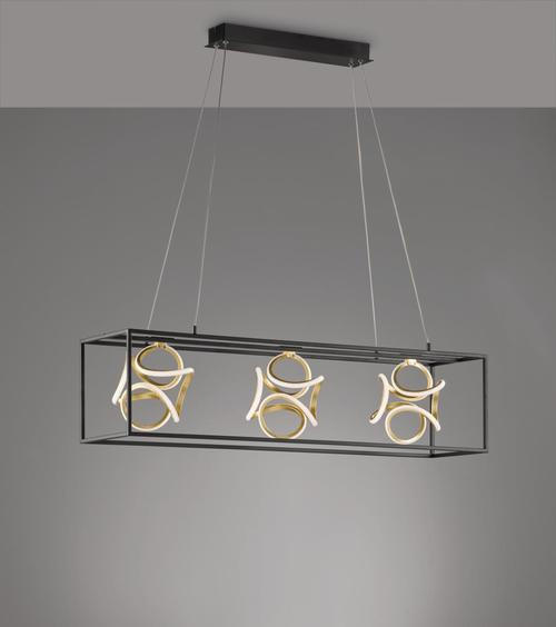 LED-HÄNGELEUCHTE 160/108/26 cm    - Goldfarben/Schwarz, Design, Metall (160/108/26cm) - Fischer & Honsel