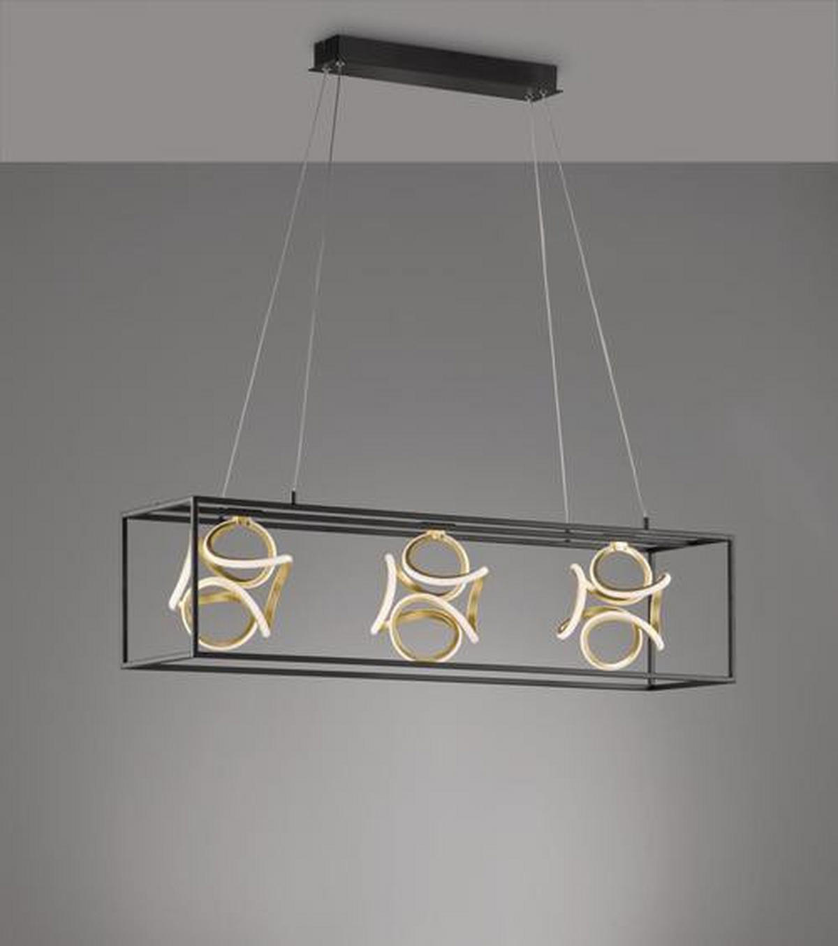 LED-HÄNGELEUCHTE 160/108/26 cm    - Goldfarben/Schwarz, Design, Metall (160/108/26cm) - Fischer & Honsel