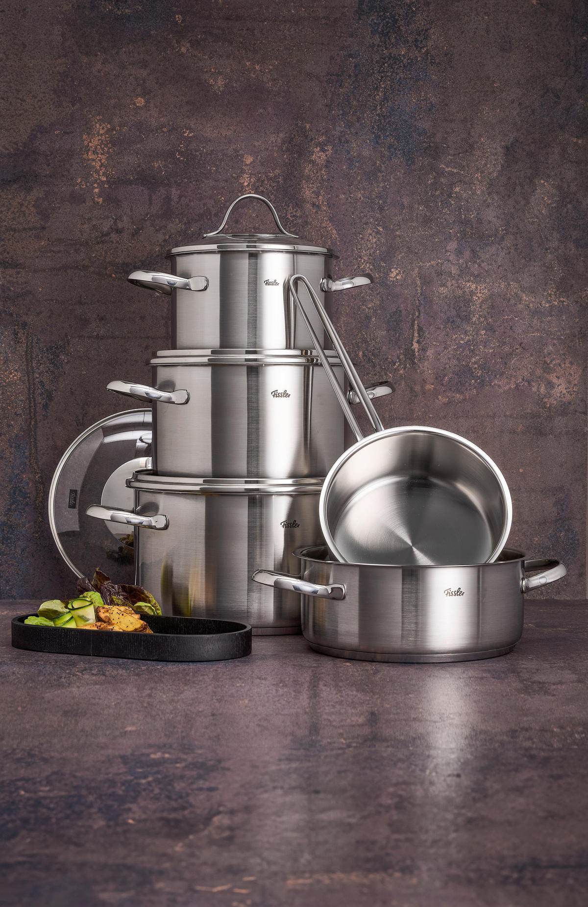 KOCHTOPFSET Paris 5-teilig  - Klar/Silberfarben, Basics, Glas/Metall - Fissler