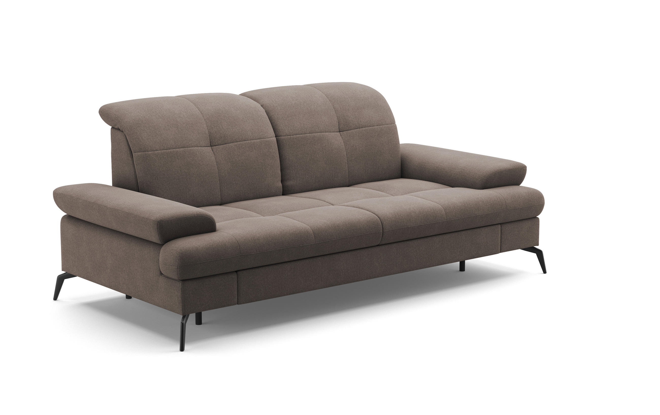 3-SITZER-SOFA in Flachgewebe Schlammfarben  - Schlammfarben/Schwarz, KONVENTIONELL, Textil/Metall (212/90/122cm) - Sit & More