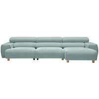ECKSOFA in Velours Mintgrün  329/150 cm  - Buchefarben/Mintgrün, Design, Holz/Textil (329/150cm) - Lomoco