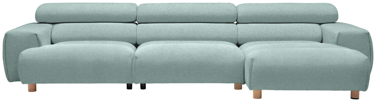 ECKSOFA in Velours Mintgrün  329/150 cm  - Buchefarben/Mintgrün, Design, Holz/Textil (329/150cm) - Lomoco