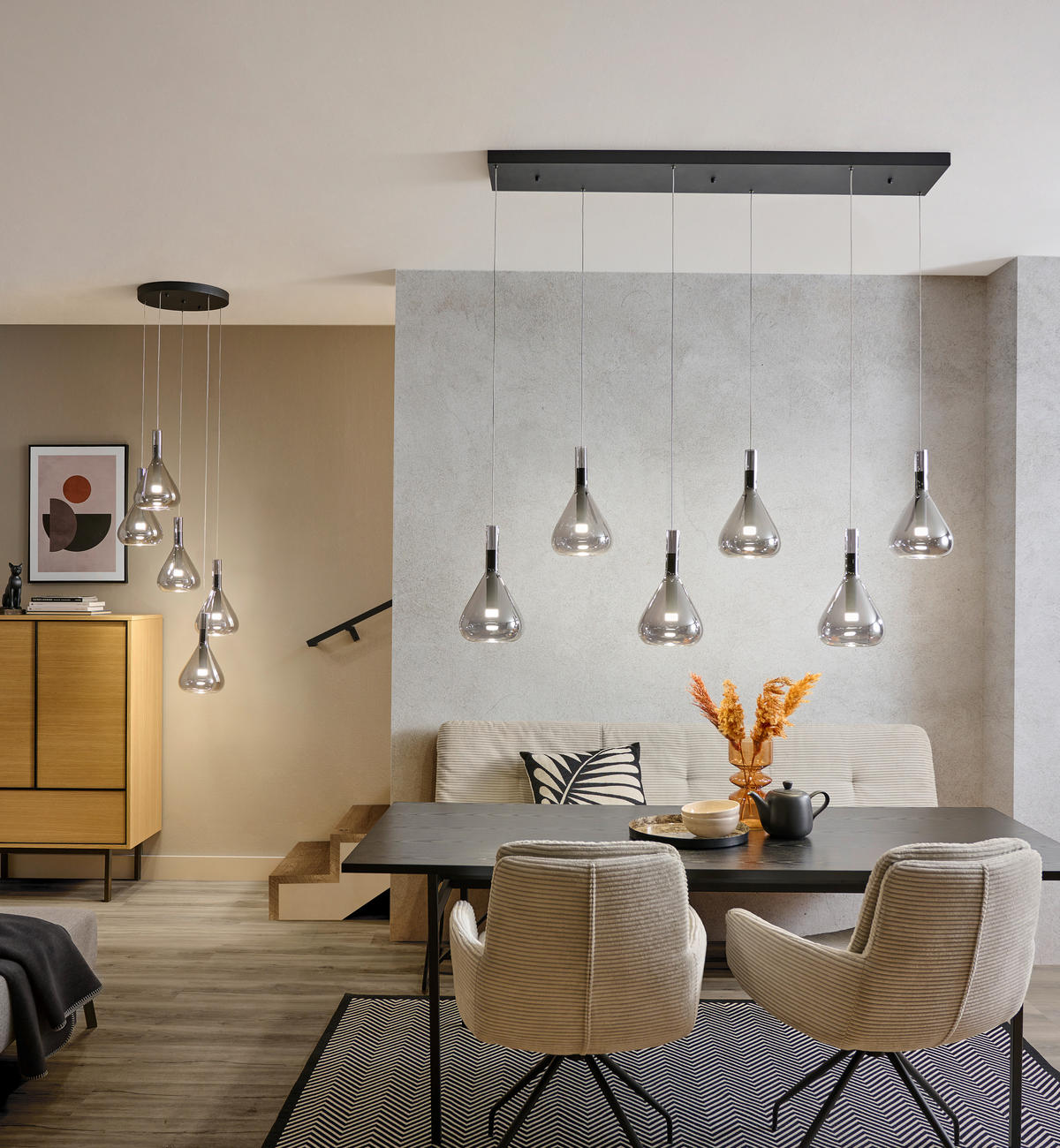 LED-HÄNGELEUCHTE 155/40/200 cm  - Chromfarben, Design, Glas/Metall (155/40/200cm) - Cinque