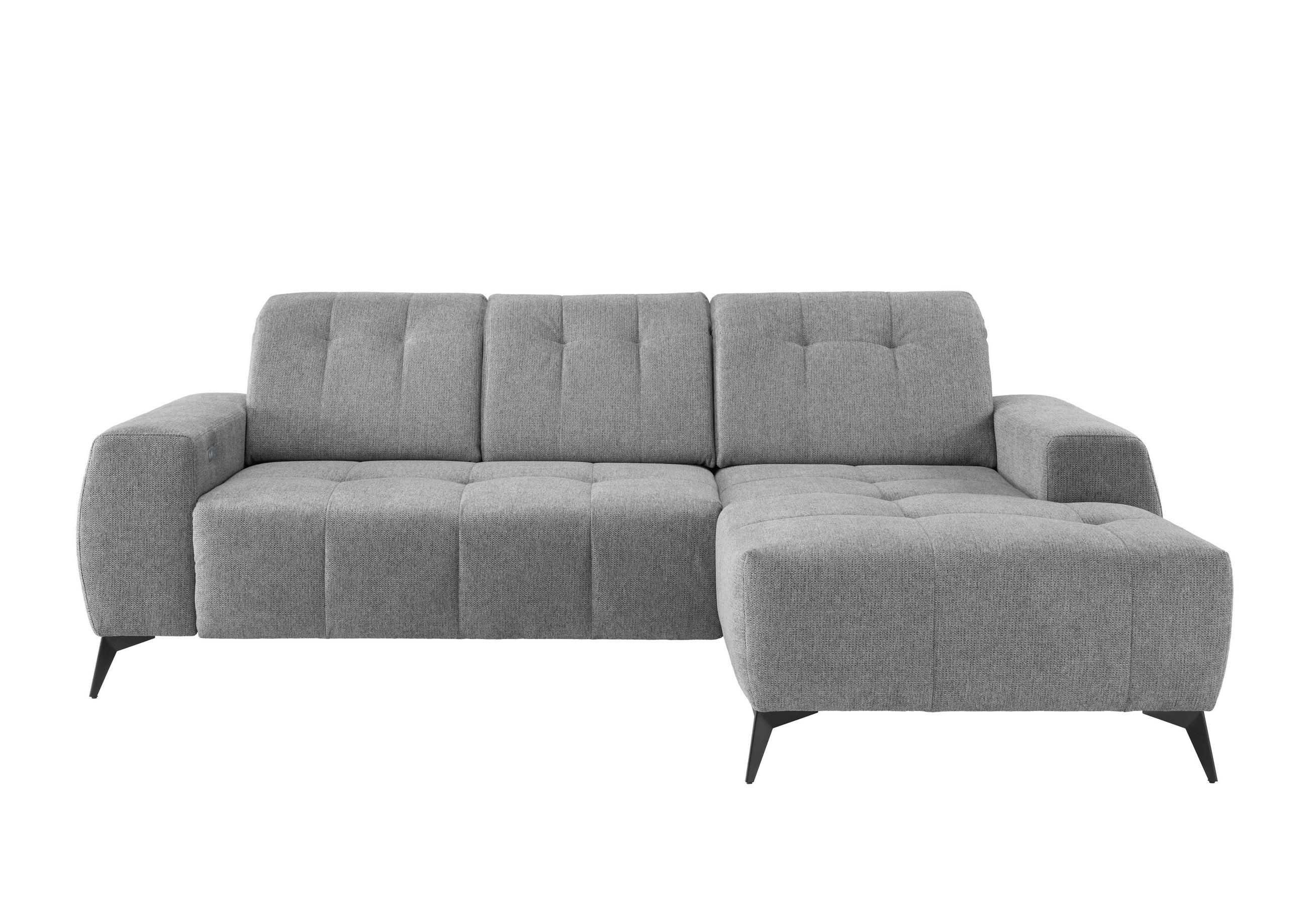 ECKSOFA in Chenille Silberfarben - Silberfarben/Schwarz, Modern, Textil/Metall (258/180cm) - Livetastic
