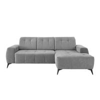 ECKSOFA in Chenille Silberfarben  - Silberfarben/Schwarz, Modern, Textil/Metall (258/180cm) - Livetastic