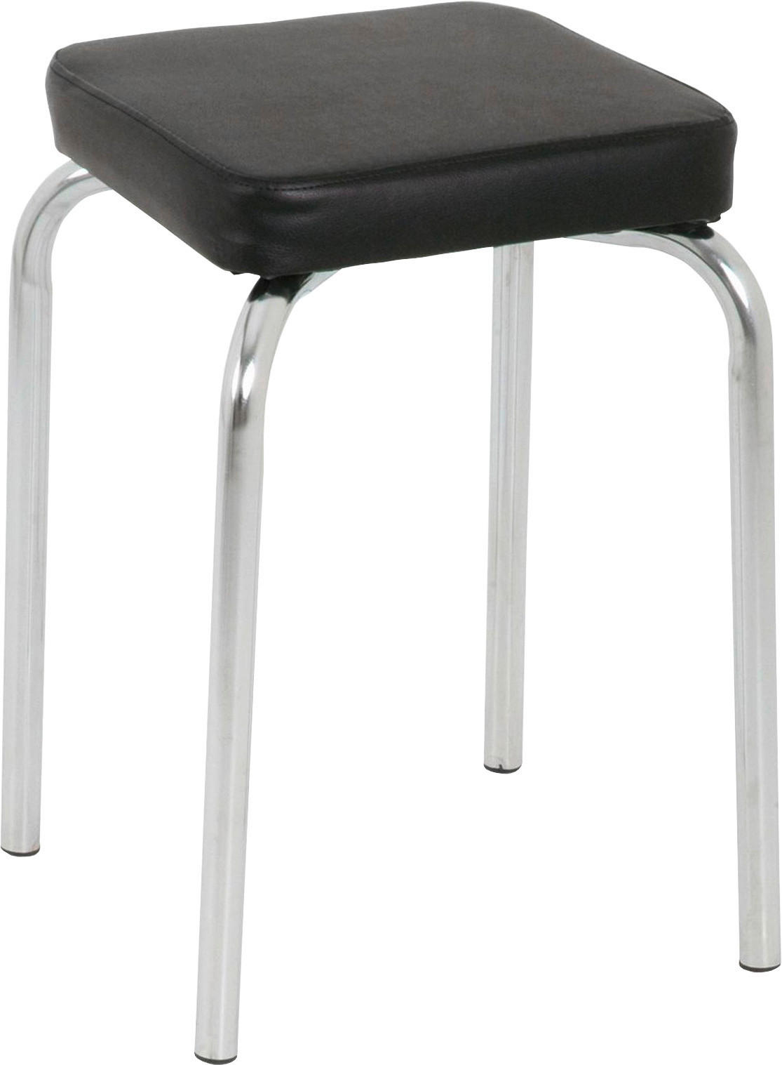 STAPELBAR PALL i metall, textil svart, kromfärg  - kromfärg/svart, Klassisk, metall/textil (36/49/36cm)