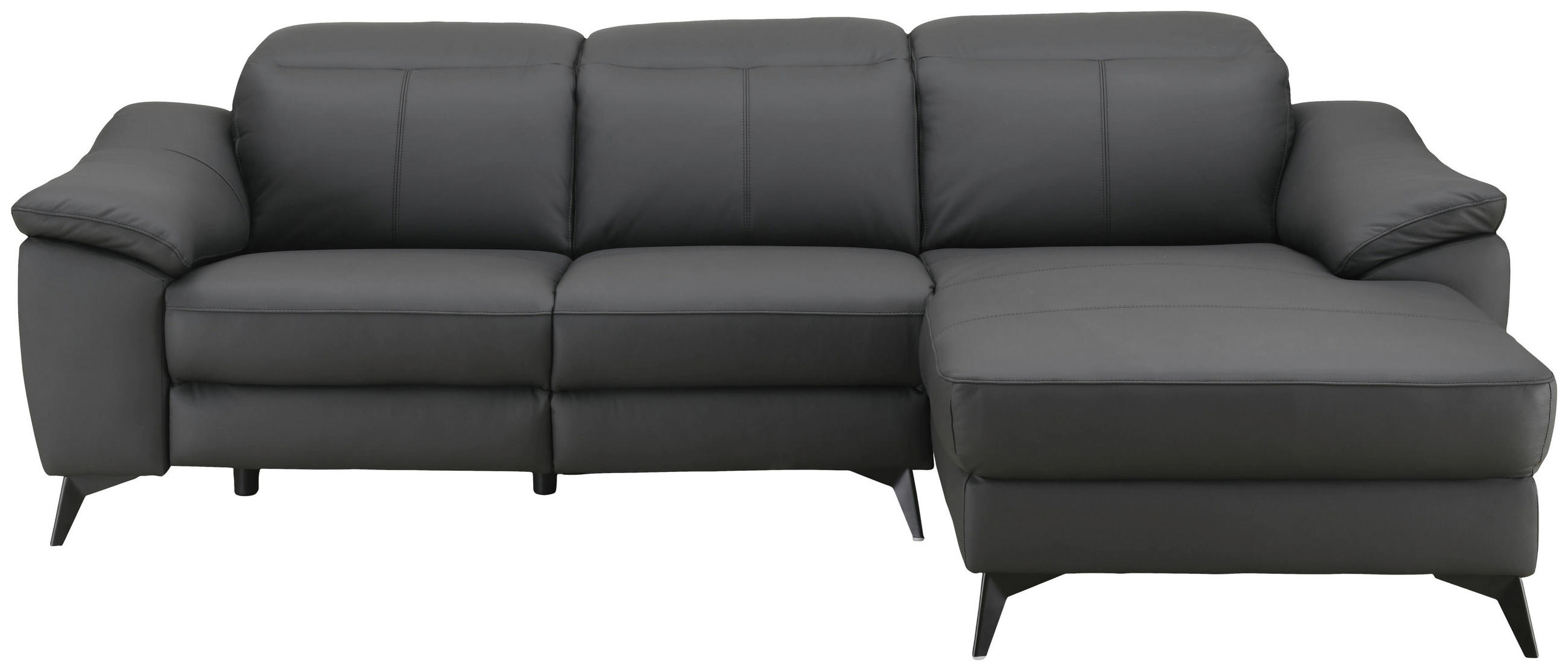 ECKSOFA  Lederlook Kombination Echtleder/Lederlook Schwarz  - Schwarz, Design, Leder/Textil (254/168cm) - Xora