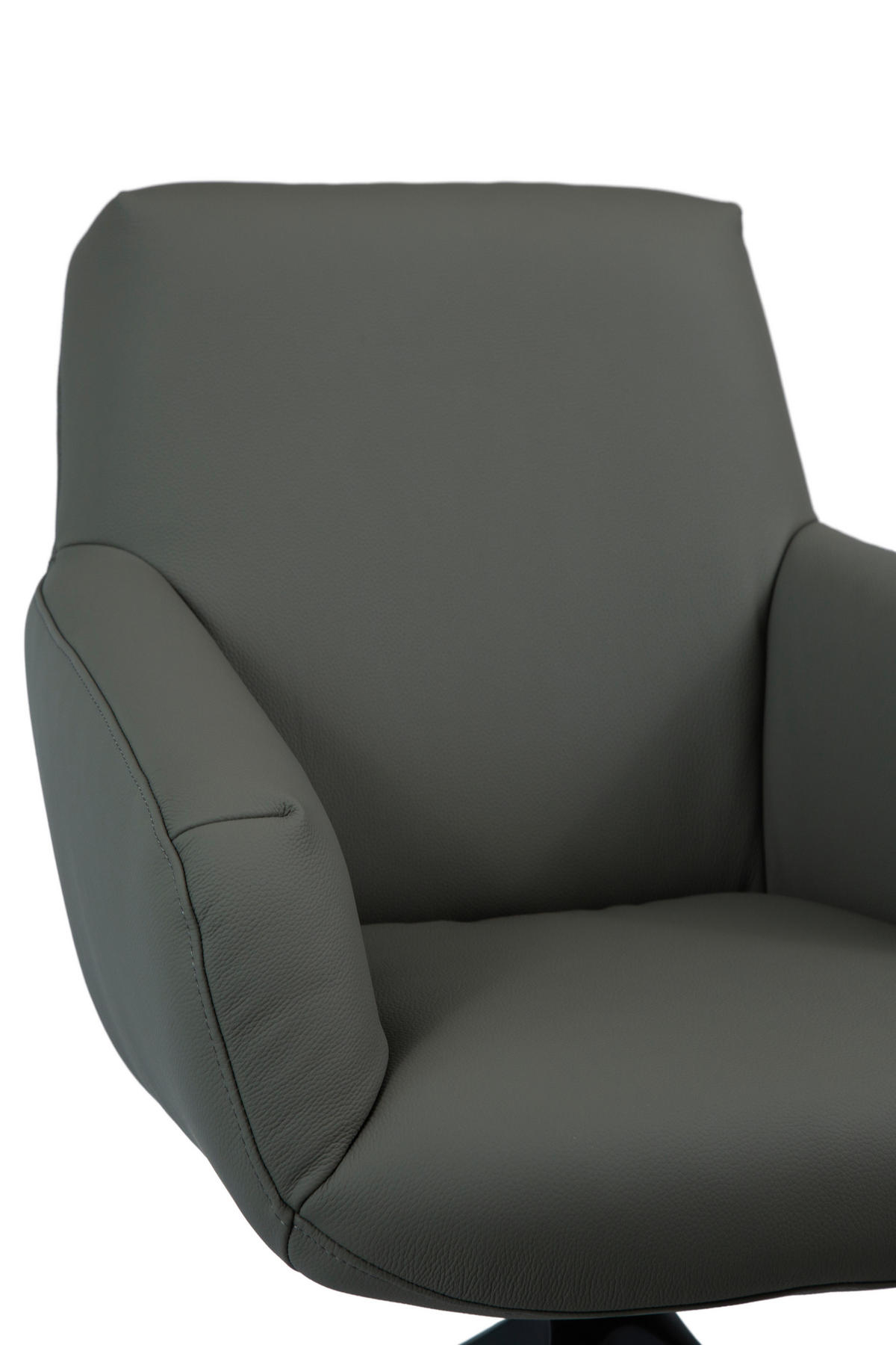 ARMLEHNSTUHL  Sitzfläche 360° drehbar, automatische Rückholfunktion  Echtleder  Schwarz, Dunkelgrau  - Dunkelgrau/Schwarz, Design, Leder/Metall (65/93/69cm) - Cassando