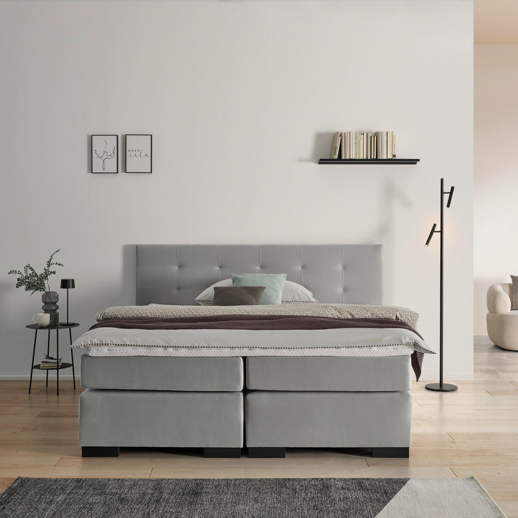 MID.YOU POSTEL BOXSPRING, 180/200 cm, šedá