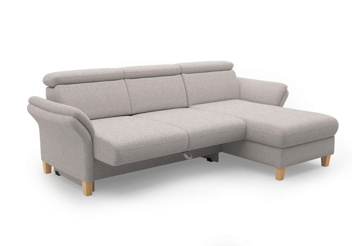 ECKSOFA GLENDALE E Silberfarben Chenille  - Eichefarben/Silberfarben, KONVENTIONELL, Holz/Textil (253/166cm) - Sit & More