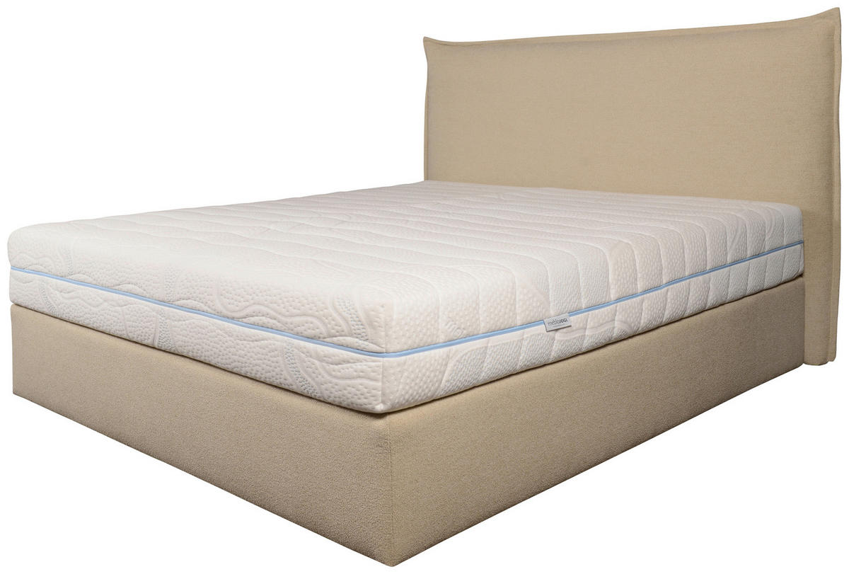 OBLAZINJENA POSTELJA   x  , tekstil bež  - barve bukve/bež, Basics, tekstil/les (180/200cm) - Meblojogi