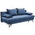 SCHLAFSOFA  mit Samt Dunkelblau  - Schwarz/Dunkelblau, Design, Textil/Metall (205/79-96/95cm) - Novel