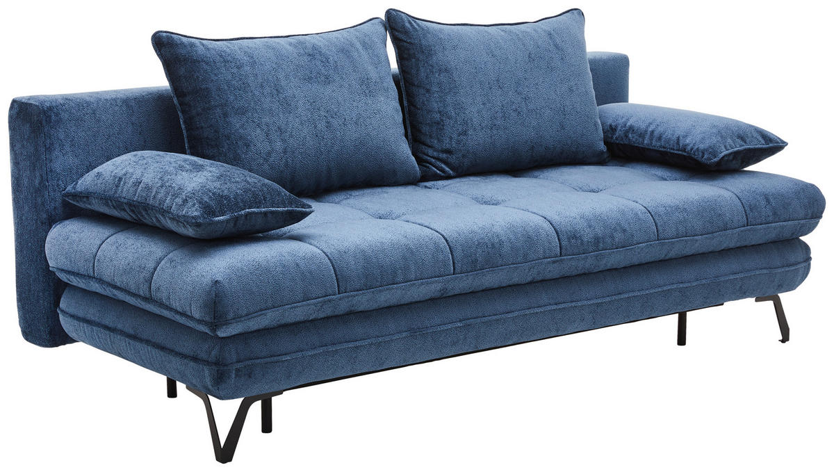 SOFA LEŽAJ tamnoplava  - tamnoplava/crna, Dizajnerski, tekstil/metal (205/79-96/95cm) - Novel