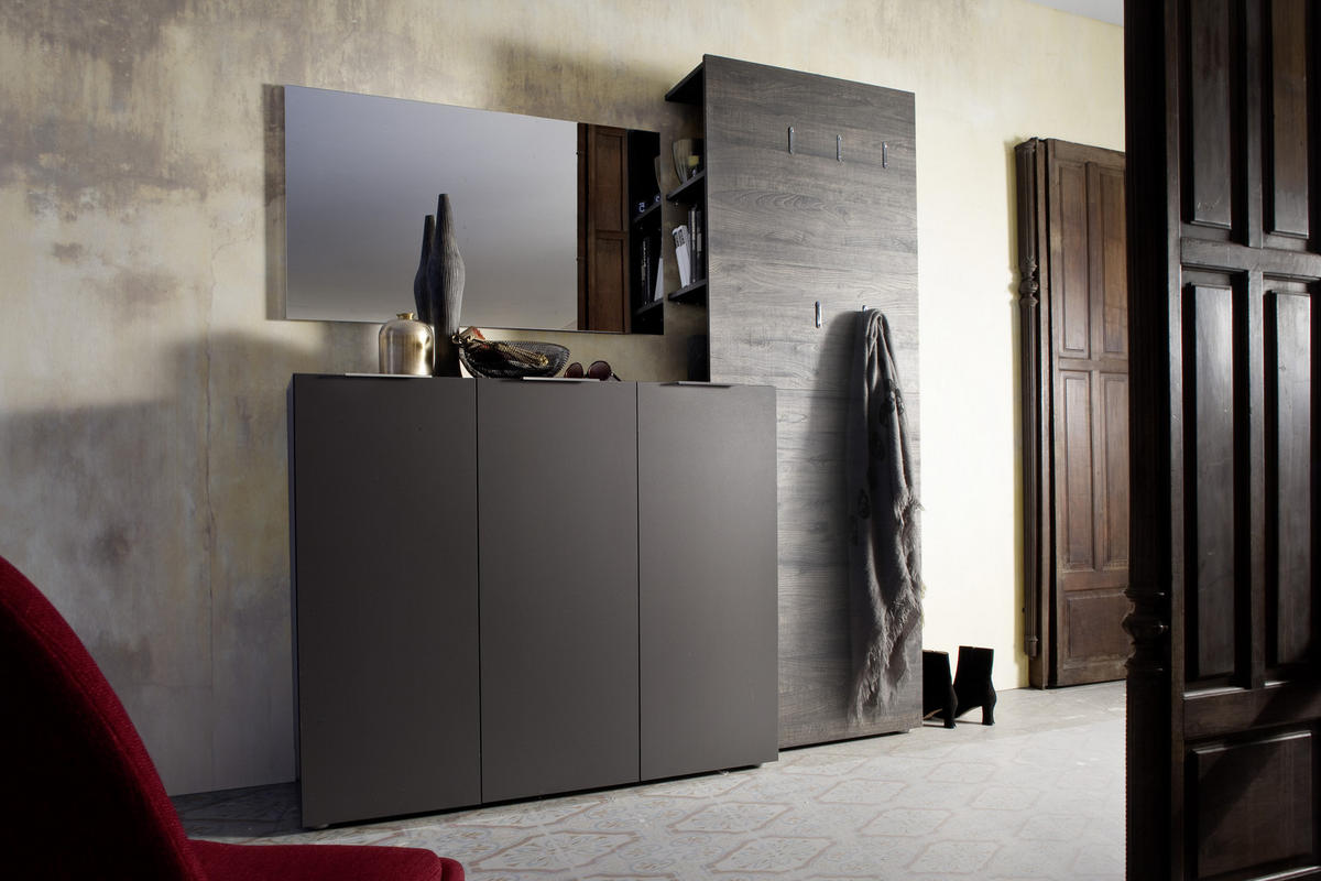SCHUHSCHRANK  in 120/101/39 cm  - Edelstahlfarben/Anthrazit, Design, Holzwerkstoff/Kunststoff (120/101/39cm) - Carryhome
