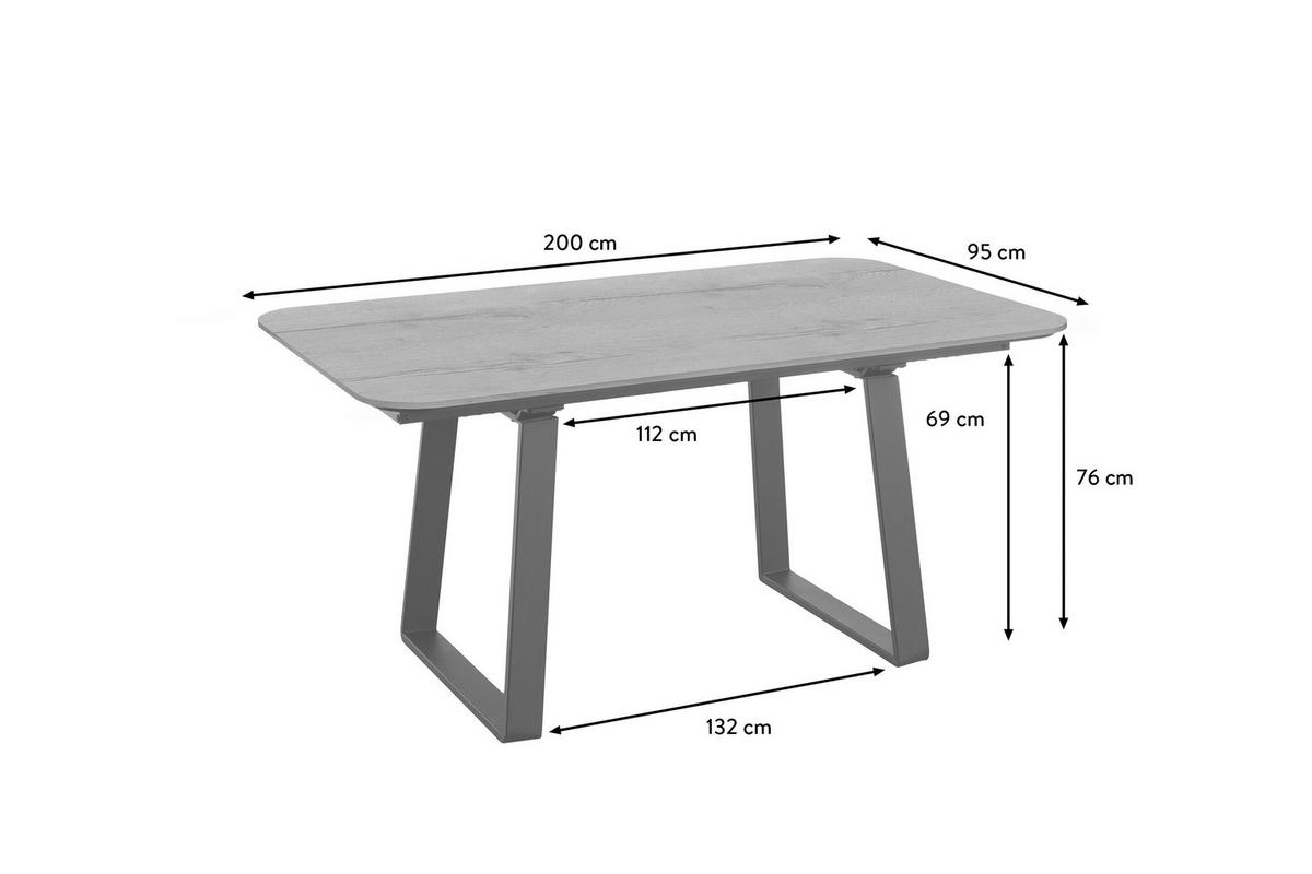 ESSTISCH in Metall, Holzwerkstoff 200/95/76 cm   - Schwarz, Basics, Holzwerkstoff/Metall (200/95/76cm) - Celina Home
