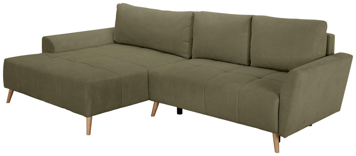 ECKSOFA Olivgrün Webstoff  - Buchefarben/Olivgrün, KONVENTIONELL, Holz/Textil (169/294cm) - Carryhome