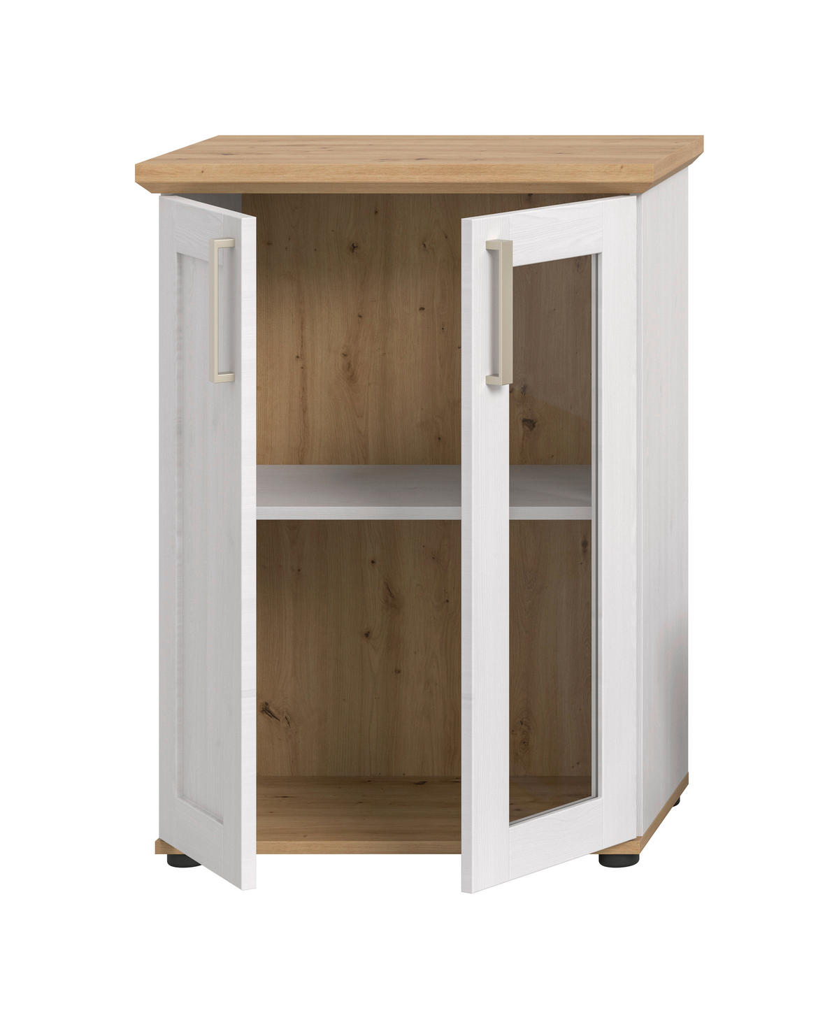 VITRINE  in Lärchefarben, Eiche Artisan  - Silberfarben/Lärchefarben, Design, Holzwerkstoff/Kunststoff (64/88/37cm) - Livetastic