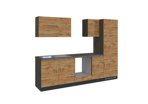 KÜCHENLEERBLOCK in Eichefarben - Eichefarben/Anthrazit, MODERN (270/200/60cm) - Held