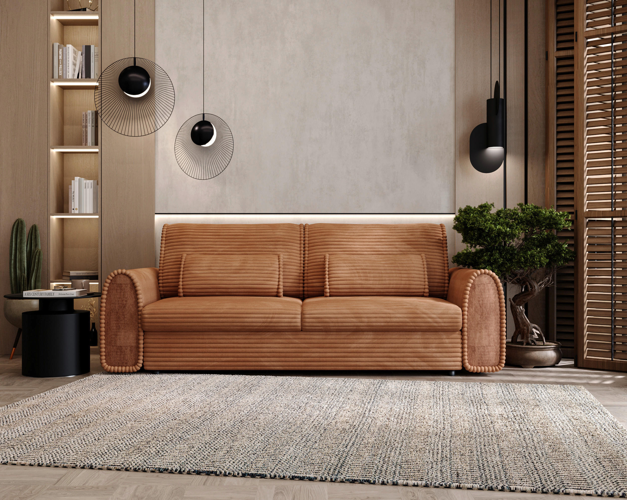 SCHLAFSOFA in Cord, Feincord Rostfarben, Hellbraun  - Hellbraun/Rostfarben, Konventionell, Kunststoff/Textil (240/83/116cm) - Carryhome