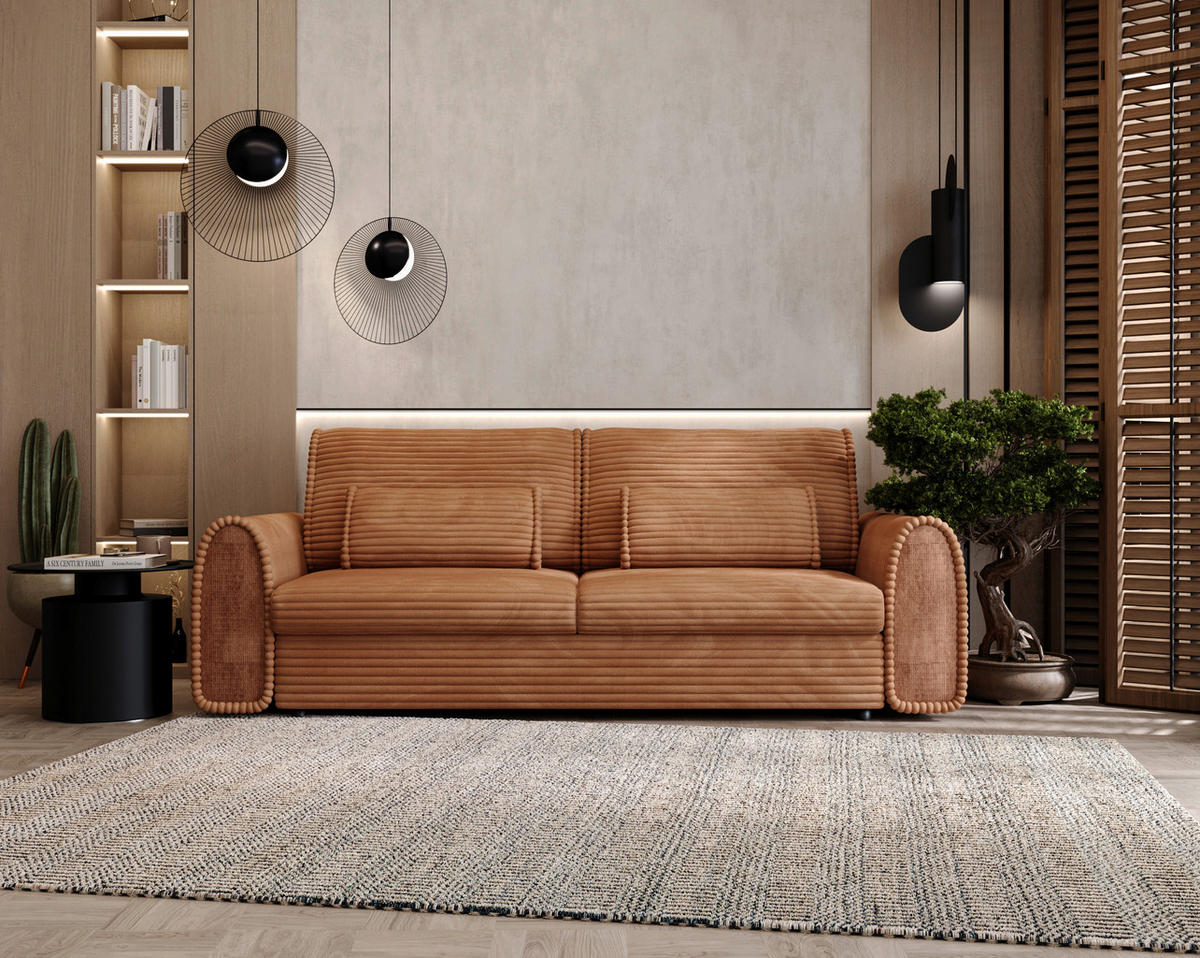 SCHLAFSOFA in Cord, Feincord Rostfarben, Hellbraun  - Hellbraun/Rostfarben, Konventionell, Kunststoff/Textil (240/83/116cm) - Carryhome