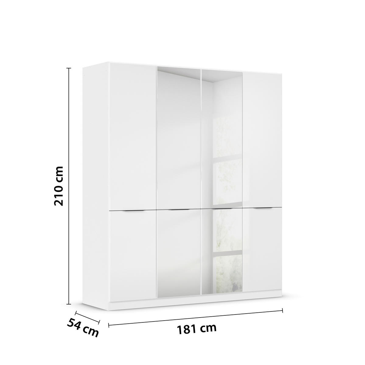 KLEIDERSCHRANK 181/210/54 cm 4-türig Weiß, Weiß Hochglanz  - Weiß Hochglanz/Weiß, KONVENTIONELL, Holzwerkstoff/Kunststoff (181/210/54cm) - James Wood