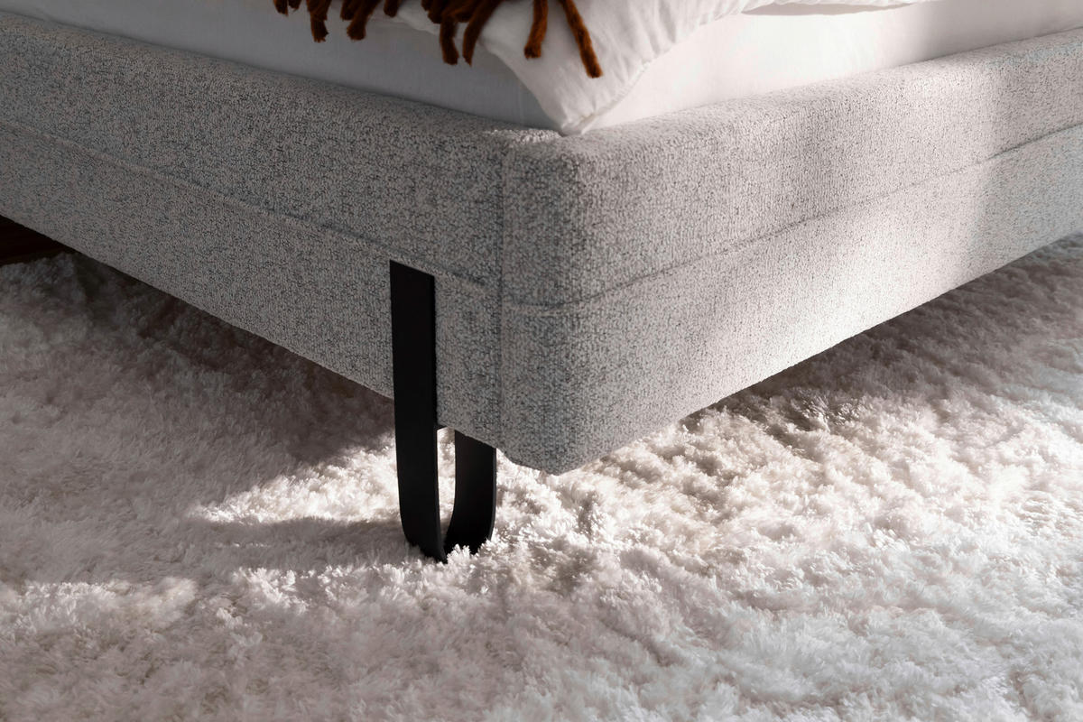 POLSTERBETT 180/200 cm  in Hellgrau  - Hellgrau/Schwarz, Modern, Textil/Metall (180/200cm) - Novel
