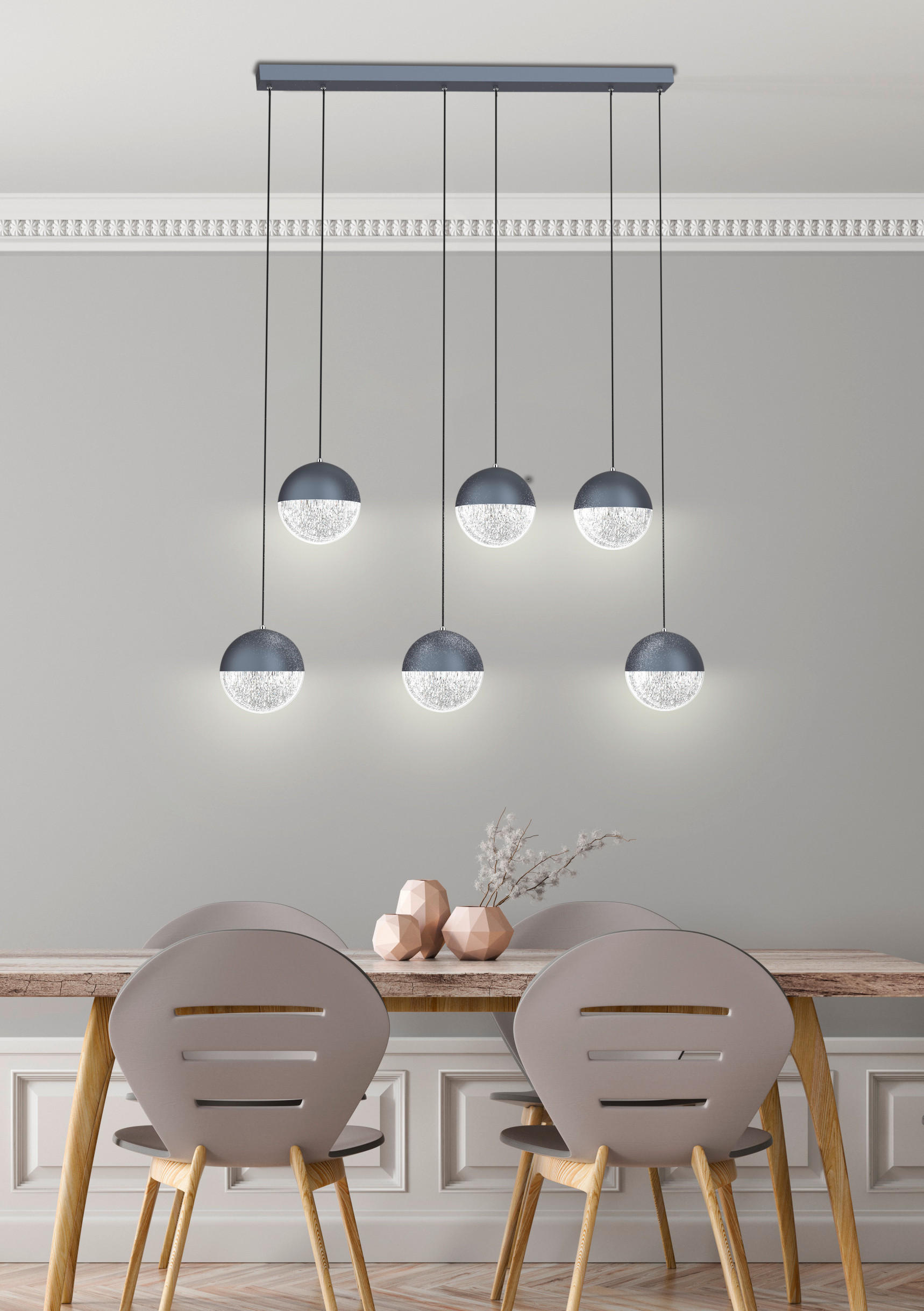 LED-PENDELLAMPA Furni 91/15/120 cm  - grå, Design, metall (91/15/120cm)