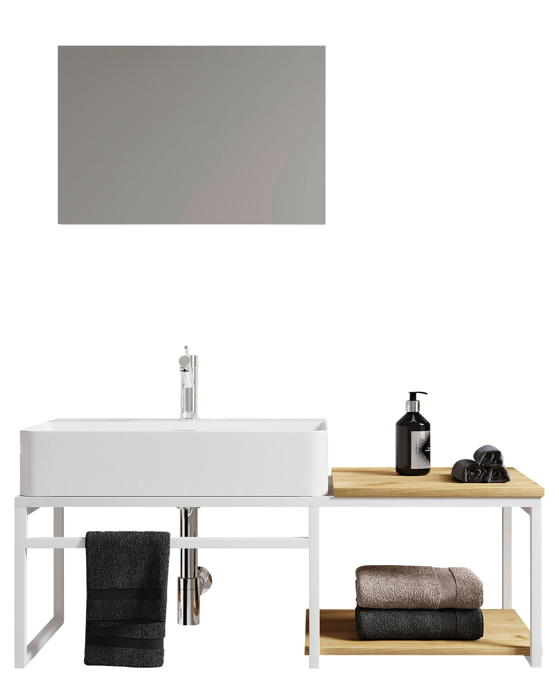 BADEZIMMER 3-teilig  in 100 cm  - Honigeiche/Weiß, MODERN, Glas/Keramik (100cm) - MID.YOU