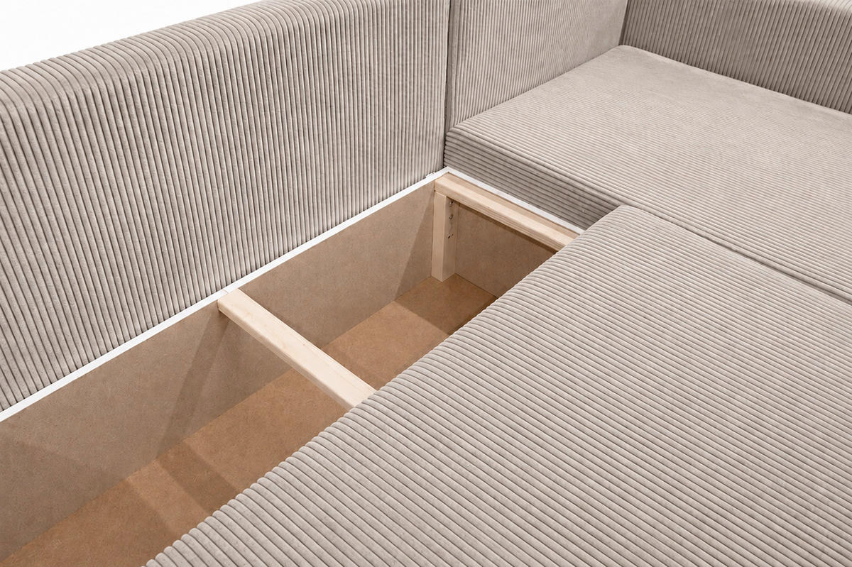 ECKSOFA TOP L Beige Cord Rückenkissen, Bettkasten  - Beige/Schwarz, Design, Kunststoff/Textil (230/156cm) - P & B