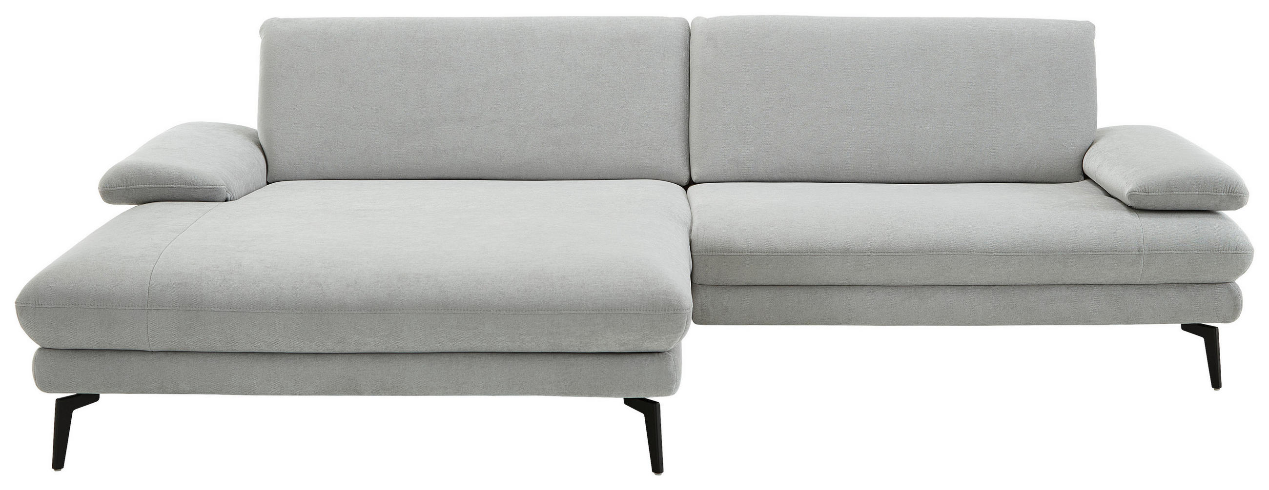 ECKSOFA in Chenille, Flachgewebe Silberfarben  - Silberfarben/Schwarz, Design, Textil/Metall (180/284cm) - Dieter Knoll