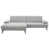 ECKSOFA Chenille, Flachgewebe Silberfarben  - Silberfarben/Schwarz, Design, Textil/Metall (180/284cm) - Dieter Knoll