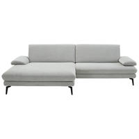 ECKSOFA in Chenille, Flachgewebe Silberfarben  - Silberfarben/Schwarz, Design, Textil/Metall (180/284cm) - Dieter Knoll