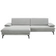 ECKSOFA in Chenille, Flachgewebe Silberfarben  180/284 cm  - Silberfarben/Schwarz, Design, Textil/Metall (180/284cm) - Dieter Knoll