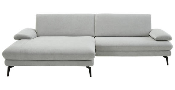 ECKSOFA in Chenille, Flachgewebe Silberfarben 180/284 cm - Silberfarben/Schwarz, Design, Textil/Metall (180/284cm) - Dieter Knoll