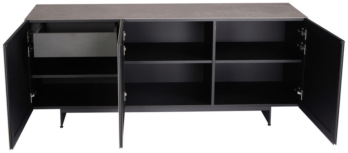 SIDEBOARD  180/75/50 cm 1 Schublade(n)  - Anthrazit/Schwarz, Design, Keramik/Holzwerkstoff (180/75/50cm) - Belluti