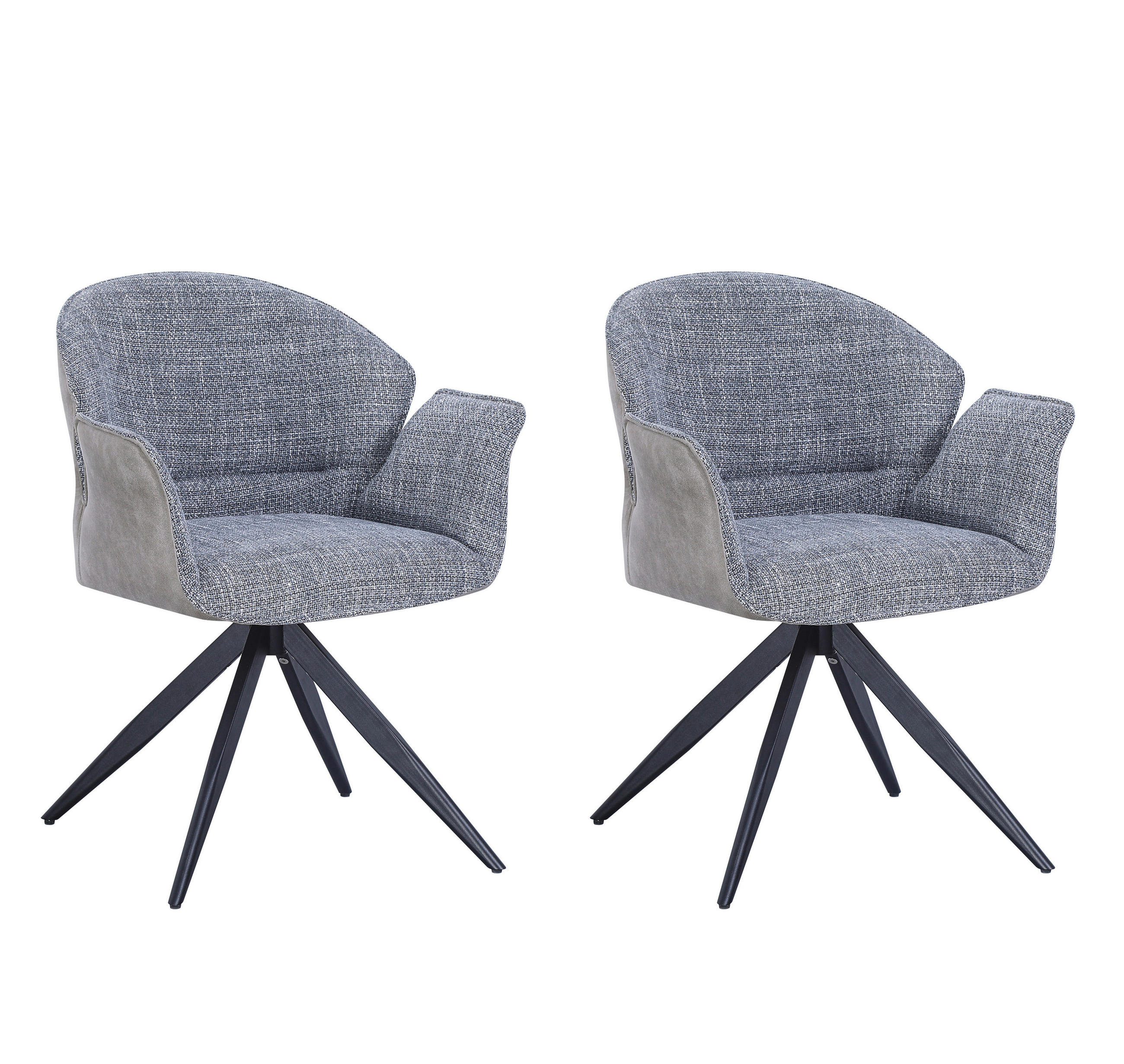 Armlehnstuhl Hilda Grau Drehbare Sitzfläche 2er-Set