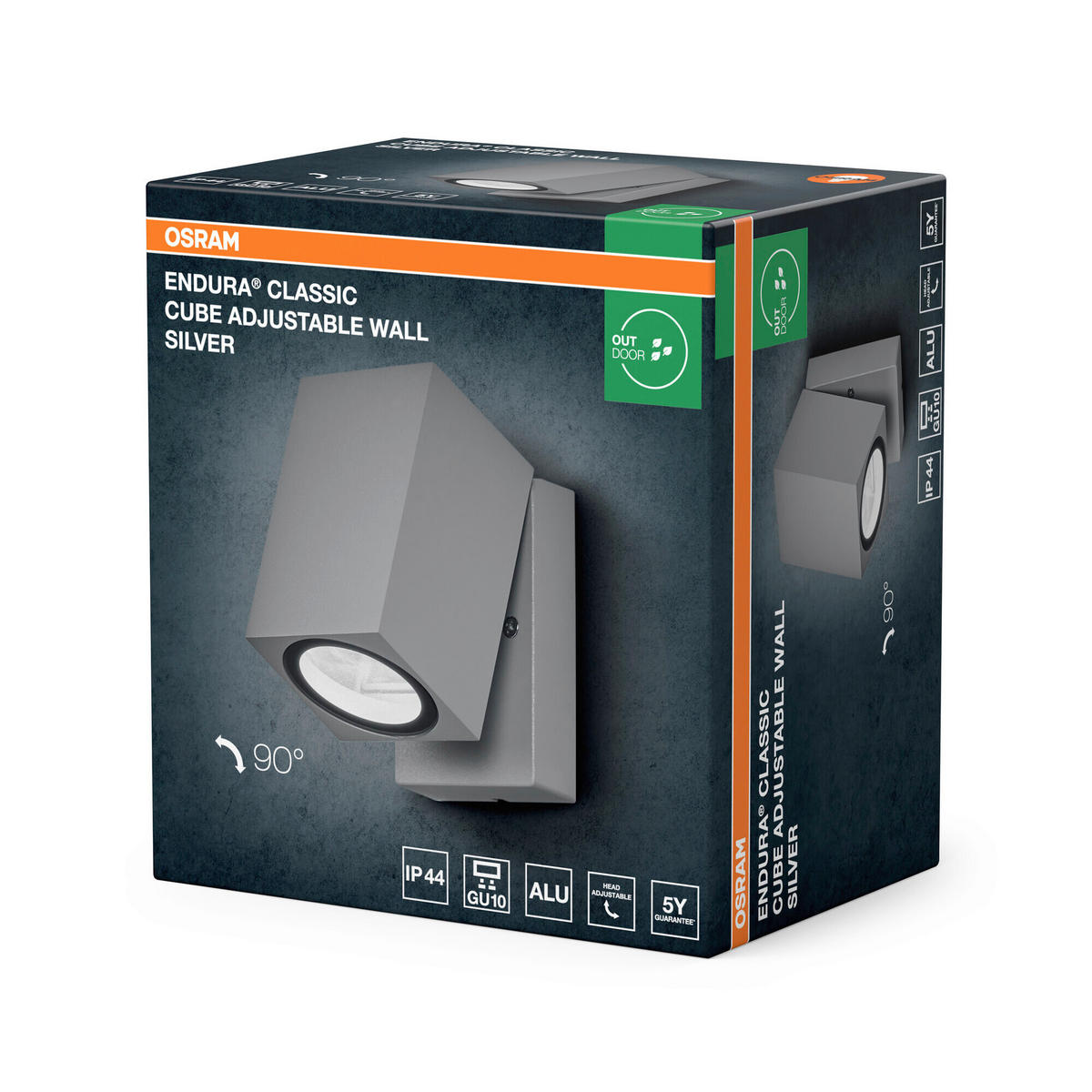 AUßENWANDLEUCHTE 6,6/9,3/10 cm   - Silberfarben, Basics, Metall (6,6/9,3/10cm) - Osram