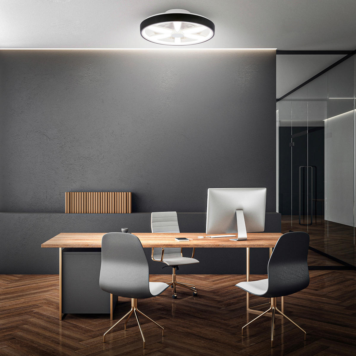 DECKENVENTILATOR 48./15 cm   - Schwarz/Weiß, Design, Kunststoff (48./15cm)